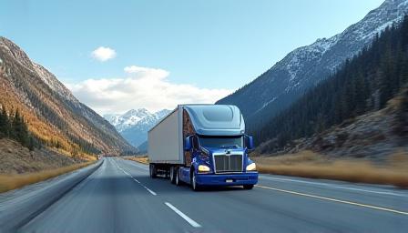 Modern tractor trailer on the open highway
