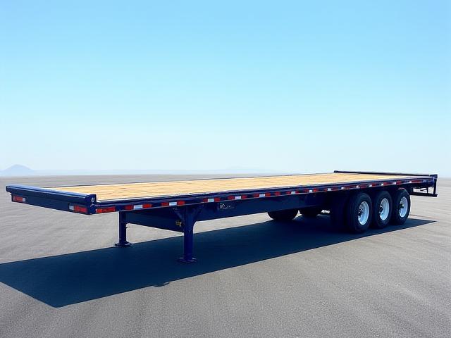Modern flatbed trailer for steel and machinery transport