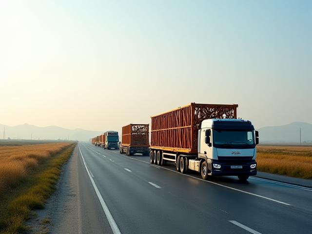 Crane section transport with escort vehicles